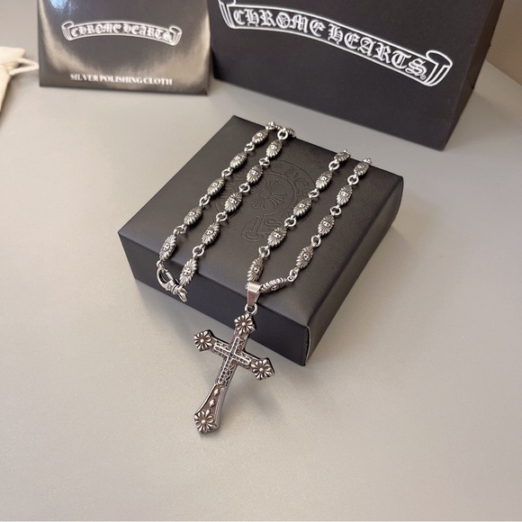 Chrome Hearts Silver Cross Pendant Necklace